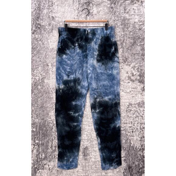 Enza Costa Pants 2 / US Medium Tie Dye Crepe Elastic Waist Pull On Tapered Leg - Picture 1 of 6